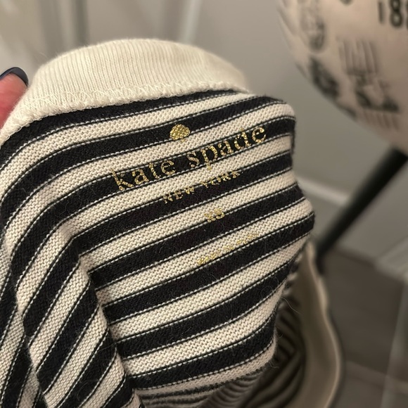 Kate Spade Women Blouse Shirt Cotton Striped Black White - Picture 6 of 6